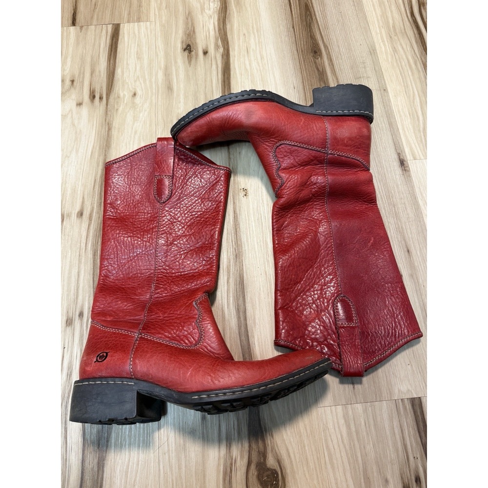 Born Collection Womens Pull On Tall Riding Boots Red Size 6.5 (Rare)
